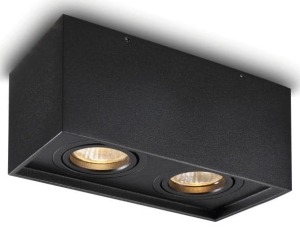 Czarna lampa sufitowa punktowa box Elkim Lighting 303102003 Hamal 2xGU10 18cm