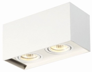 Biała lampa sufitowa punktowa box Elkim Lighting 303102002 Hamal 2xGU10 18cm