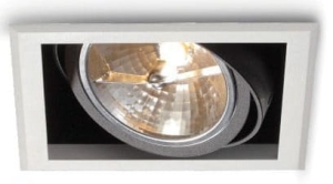 Czarna z białą ramką lampa podtynkowa na regulowaną żarówkę ES111 Elkim Lighting 297501023 Rafi