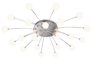 Lampa sufitowa designerska 21-punktowa matowy nikiel z białymi kloszami Trio Lighting 641412107 Bullet LED 1,5W 3000K