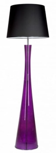 Lampa podłogowa fioletowa szklana podstawa z czarno białym abażurem 4Concepts L235311258 Siena E27 165cm x 50cm