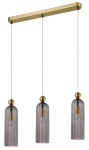 Lampa wisząca trzy dymne klosze i złote dodatki Light Prestige LP-939/3L smoked Piega 3xE14 55cm x 150cm