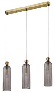 Lampa wisząca trzy dymne klosze i złote dodatki Light Prestige LP-939/3L smoked Piega 3xE14 55cm x 150cm