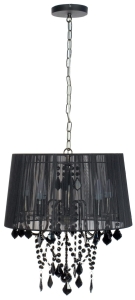 Lampa wisząca z lekkim czarnym abażurem i czarnymi kryształkami Light Prestige LP-5005/5P Mona 5xE14 45cm x 87cm