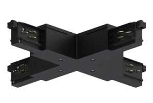 Czarny łącznik elektryczny X krzyżowy na szynoprzewód 3-fazowy Stucchi natykowy Lira Lighting 1451.0017C