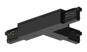 Czarny łącznik elektryczny T z zasilaniem lewym zewnętrznym na szynoprzewód 3-fazowy Stucchi natykowy Lira Lighting 1451.00161C