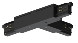 Czarny łącznik elektryczny T z zasilaniem lewym wewnętrznym na szynoprzewód 3-fazowy Stucchi natykowy Lira Lighting 1451.0016C