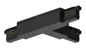 Czarny łącznik elektryczny T z zasilaniem prawym zewnętrznym na szynoprzewód 3-fazowy Stucchi natykowy Lira Lighting 1451.00151C