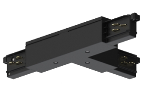 Czarny łącznik elektryczny T z zasilaniem prawym wewnętrznym na szynoprzewód 3-fazowy Stucchi natykowy Lira Lighting 1451.0015C