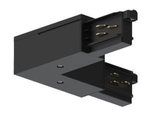 Czarny łącznik elektryczny kątowy L z zasilaniem wewnętrznym na szynoprzewód 3-fazowy Stucchi natykowy Lira Lighting 1451.0013C
