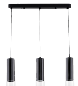 Czarna lampa wisząca trzy walce na listwie 50cm Light Prestige LP-232/3L BK Manacor 3xGU10