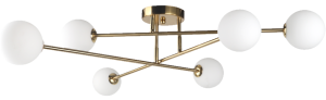Lampa Sufitowa Żyrandol złoty z białymi kulami Light Prestige LP-002/6C Dorado 6xG9 20cm x 60cm x 65cm złoty biały regulowany