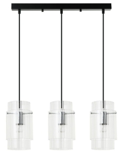 Lampa wisząca nad wyspę czarna listwa z trzema szklanymi kloszami Light Prestige LP-707/3L Savona 3xE27
