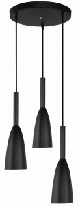 Czarna lampa wisząca trzy klosze na okrągłej rozecie 30cm Light Prestige LP-181/3P BK Solin 3xE27 