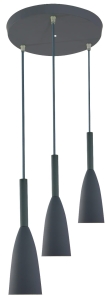 Szara lampa wisząca trzy klosze na okrągłej rozecie 30cm Light Prestige LP-181/3P GR Solin 3xE27 
