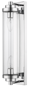 Chromowany kinkiet z szklanym kloszem walcem Light Prestige LP-2960/1W CH Lorenzo 2xE14