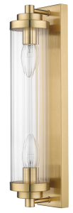 Złoty kinkiet lampa ścienna z szklanym kloszem walcem Light Prestige LP-2960/1W GD Lorenzo 2xE14