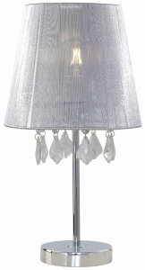 Lampa nocna czarny abażur z kryształkami na metalowej podstawie Light Prestige LP-5005/1TS 42cm srebrny Mona 1xE27