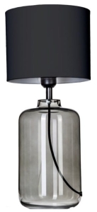 Lampa stołowa dymna szklana podstawa i czarno biały abażur 4Concepts L050102424 Ystad E27 43cm x 22cm