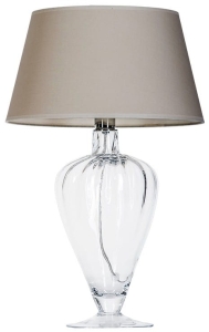 Lampa na stolik nocna szklana podstawa z abażurem 4Concepts L046051223 Bristol E14 30cm x 49cm abażur szary biały