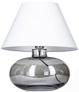 Lampa stołowa dymna szklana podstawa i biały abażur 4Concepts L007252111 Bergen E27 37cm x 30cm