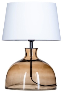 Lampa stołowa nocna szklana podstawa taupe i biały abażur 4Concepts L212175217 Haga E27 47cm x 33cm