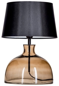 Lampa stołowa nocna szklana podstawa taupe i czarno biały abażur 4Concepts L212175249 Haga E27 47cm x 33cm