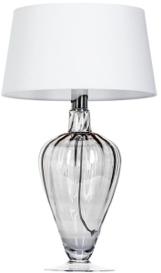Lampa nocna stołowa szklana dymna podstawa i biały abażur 4Concepts L046311501 Bristol E27 49cm x 30cm