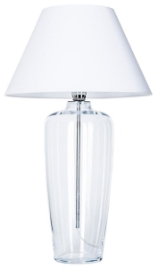 Lampa na stół Nocna Szklana podstawa i abażur 4Concepts L019031215 Bilbao E27 40cm x 67cm transparentny biały biały