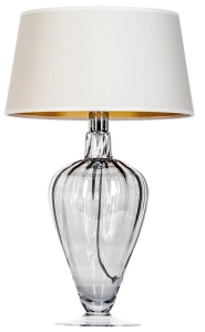 Lampa stołowa nocna dymna szklana podstawa i beżowo złoty abażur 4Concepts L046311503 Bristol E27 49cm x 30cm