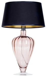 Lampa stołowa z miedzianą szklaną podstawą i czarno-złotym abażurem z materiału 4Concepts L046411514 Bristol E27 30x49cm