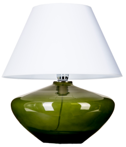 Lampa stołowa z zieloną szklaną podstawą i białym abażurem z materiału 4Concepts L008811215 Madrid Green E27 45x35cm