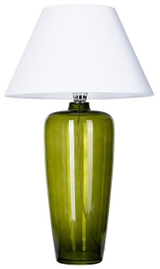 Lampa nocna stołowa zielona szklana podstawa i biały abażur 4Concepts L019811215 Bilbao E27 67cm x 40cm