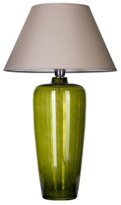 Lampa nocna stołowa zielona szklana podstawa i szaro biały abażur 4Concepts L019811206 Bilbao E27 67cm x 40cm