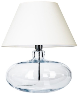 Lampa stołowa ze szklaną podstawą i białym abażurem z materiału 4Concepts L005031215 Stockholm E27 47x40cm