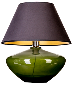 Lampa Stołowa Nocna Szklana z Abażurem 4Concepts L008811214 Madrid Green E27 40cm x 45cm podstawa zielona abażur czarny złoty