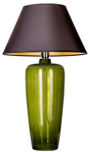 Lampa stołowa z zieloną szklaną podstawą i czarno-złotym abażurem z materiału 4Concepts L019811214 Bilbao Green E27 67x40cm