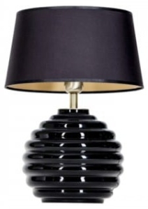 Lampa stołowa nocna czarna szklana podstawa i czarno złoty abażur 4Concepts L216222514 Antibes E27 42cm x 30cm