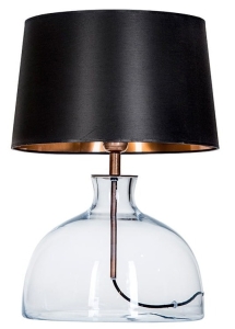 Lampa stołowa ze szklaną podstawą i białym abażurem z materiału 4Concepts L212180260 Haga E27 47x33cm
