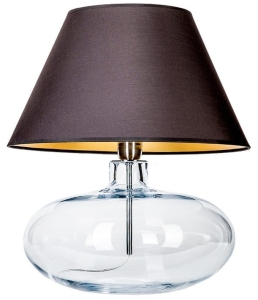 Lampa stołowa ze szklaną podstawą i czarno-złotym abażurem z materiału 4Concepts L005031214 Stockholm E27 47x40cm
