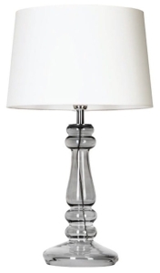 Lampa stołowa z szklaną dymną podstawą i białym abażurem 4Concepts L051361217 Petit Trianon E27 56cm x 33cm