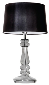 Lampa stołowa z szklaną dymną podstawą i czarno białym abażurem 4Concepts L051361249 Petit Trianon E27 56cm x 33cm