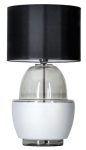 Lampa stołowa z szklaną dymno białą podstawą i czarno białym abażurem Nocna 4Concepts L248111423 Ariel E27 62cm x 32cm