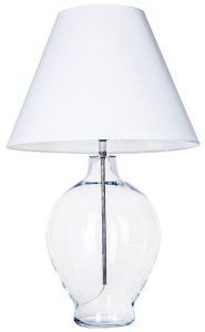 Lampa stołowa ze szklaną podstawą i białym abażurem z materiału 4Concepts L014041312 Capri E27 72x45cm