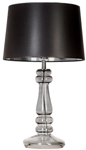 Lampa stołowa z dymną szklaną podstawą i czarno srebrnym abażurem 4Concepts L051361262 Petit Trianon E27 56cm x 33cm