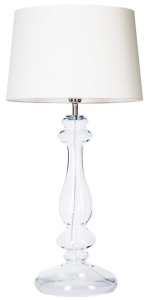 Lampa nocna stołowa z szklaną podstawą i białym abażurem 4Concepts L204061228 Versailles E27 79cm x 40cm