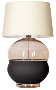 Lampa stołowa z bursztynowo czarną podstawą i beżowo białym abażurem 4Concepts L249110220 Miranda E27 65cm x 40cm