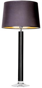 Lampa stołowa z czarną szklaną podstawą i czarno złotym abażurem 4Concepts L207265227 Fjord E27 86cm x 40cm