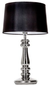 Lampa stołowa z szklaną srebrną podstawą i czarno białym abażurem 4Concepts L051161249 Petit Trianon E27 56cm x 33cm