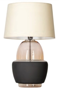 Lampa stołowa ze szklaną beżową podstawą i beżowo białym abażurem z materiału 4Concepts L248110220 Ariel Amberblack E27 63x40cm